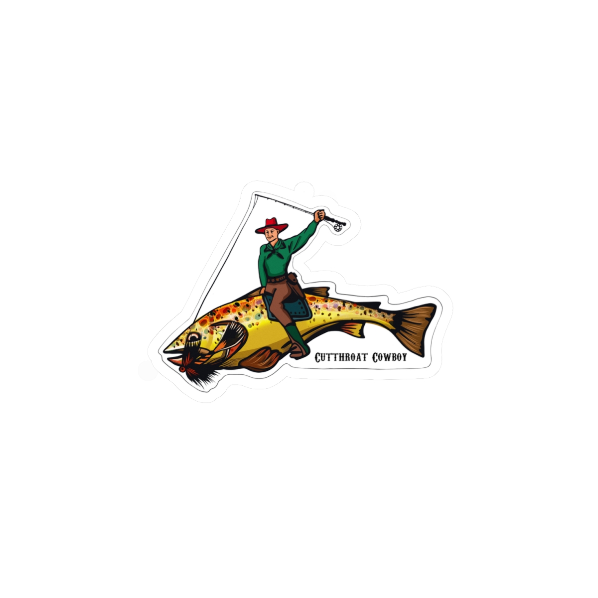 Cutthroat Cowboy Fly Fishing Trout Sticker