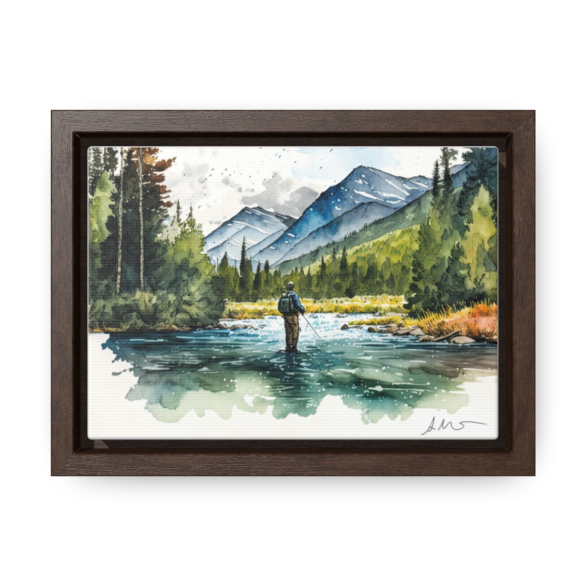 "A Cloudy Day on Pacific Creek" Watercolor Fly Fishing Print