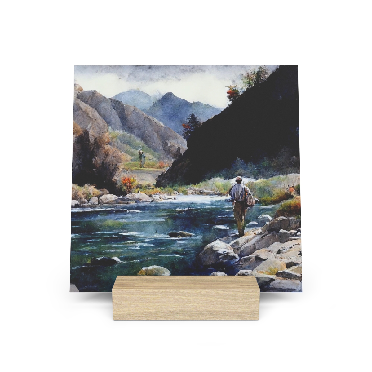 "The Perfect Spot on the Bighorn" Fly Fishing Gallery Board w/Stand