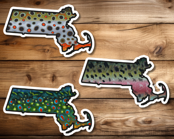 Fly fishing sticker waterproof trout sticker brook trout rainbow trout brown trout tiger trout golden trout cutthroat trout Simms Patagonia fishing gift for men women Made in USA veteran Orvis Massachusetts