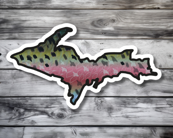 Fly fishing sticker waterproof trout sticker brook trout rainbow trout brown trout tiger trout golden trout cutthroat trout Simms Patagonia fishing gift for men women Made in USA veteran Orvis Michigan Upper Peninsula UP