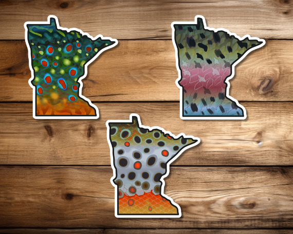 Fly fishing sticker waterproof trout sticker brook trout rainbow trout brown trout tiger trout golden trout cutthroat trout Simms Patagonia fishing gift for men women Made in USA veteran Orvis Minnesota