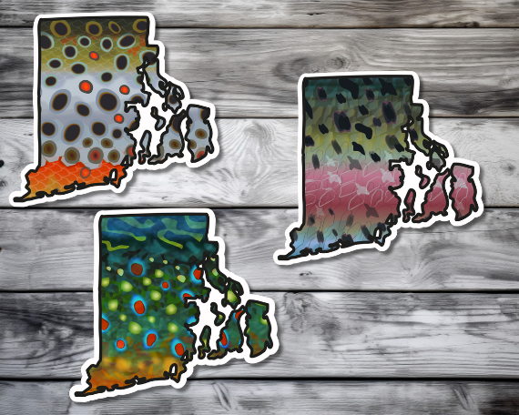 Fly fishing sticker waterproof trout sticker brook trout rainbow trout brown trout tiger trout golden trout cutthroat trout Simms Patagonia fishing gift for men women Made in USA veteran Orvis Rhode Island