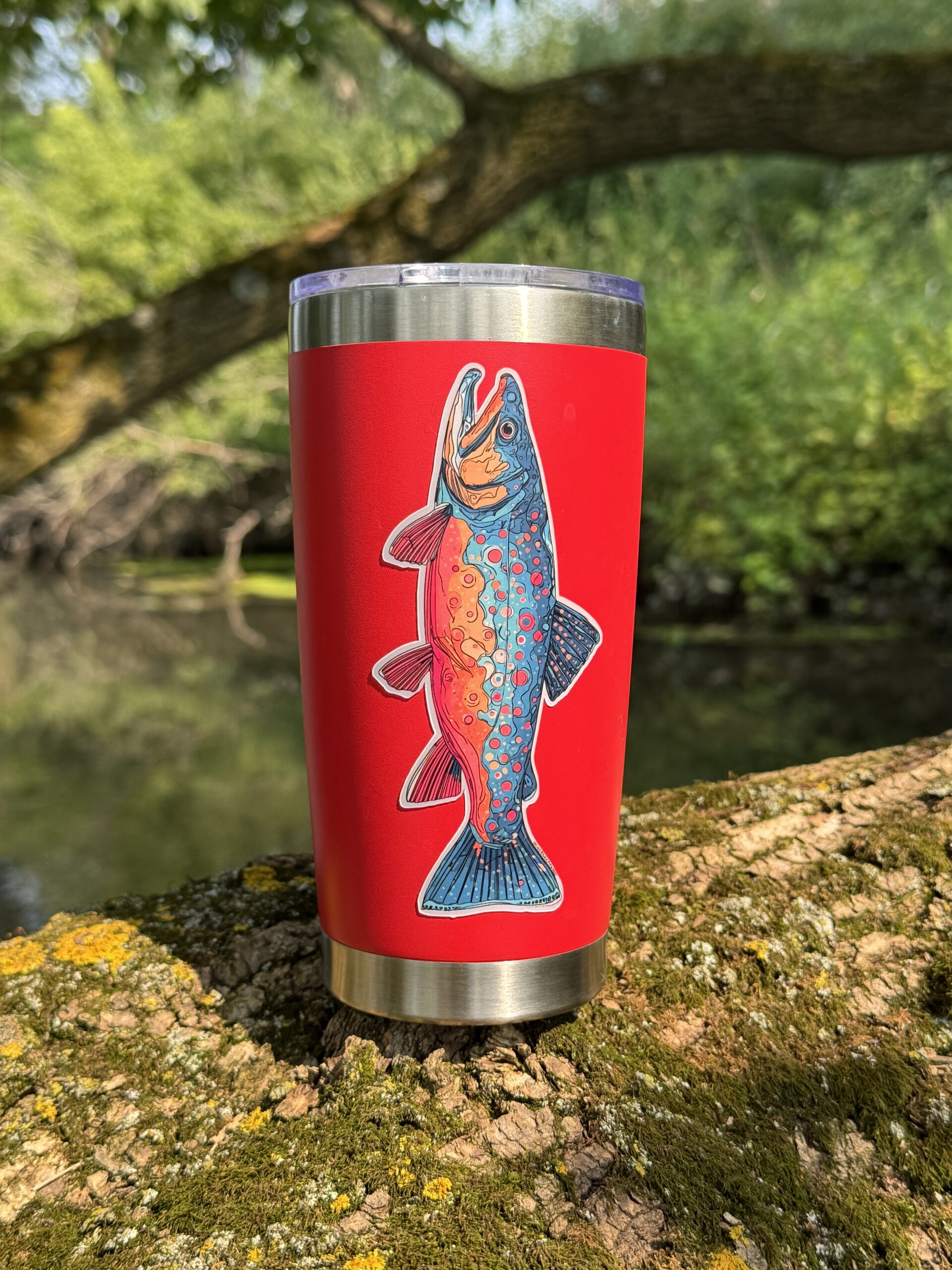 Abstract Brook Trout Fly Fishing Sticker, Die Cut Vinyl with Bright UV Protected Colors, From Original Artwork, Looks Great!