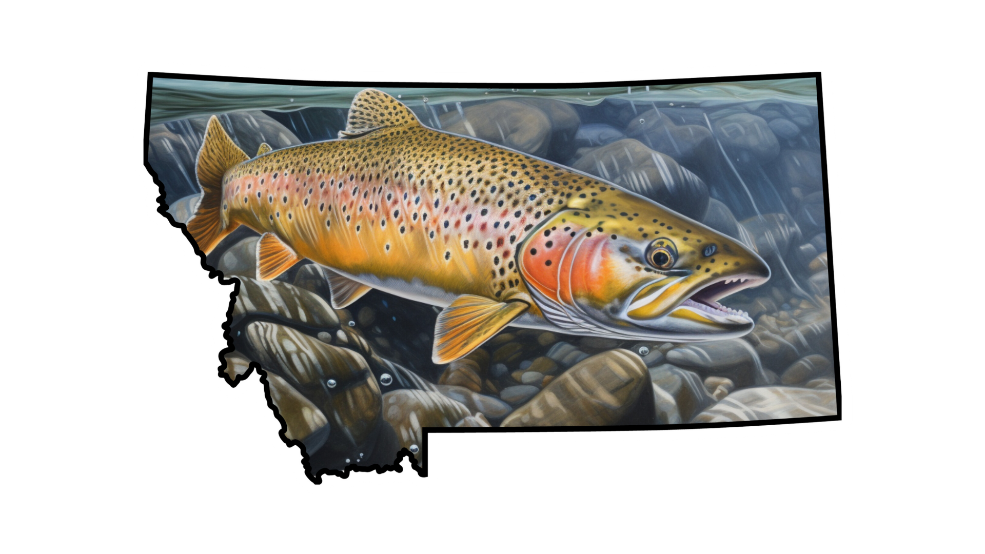 Montana "Free Stone Brown" Vinyl Trout Fly Fishing Sticker Decal Waterproof Bumper Sticker that looks great on laptop mug truck cooler